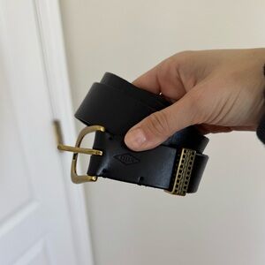 Fossil Women's Black Belt Gold Buckle Leather